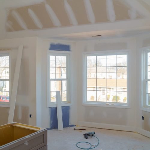Material for under construction, remodeling and renovation from room white door and molding Construction material for under construction, remodeling and renovation from room white door and molding